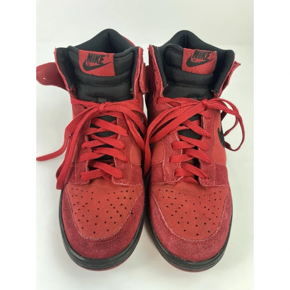Nike Dunk High Red Suede/Black Youth Size 6Y Women's 7.5 Sneakers 308319-602
